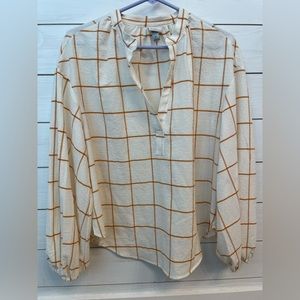 A New Day Orange and Cream Blouse Size Medium